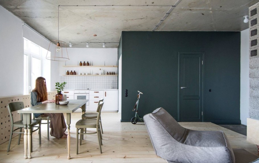 Крашеный потолок в интерьере