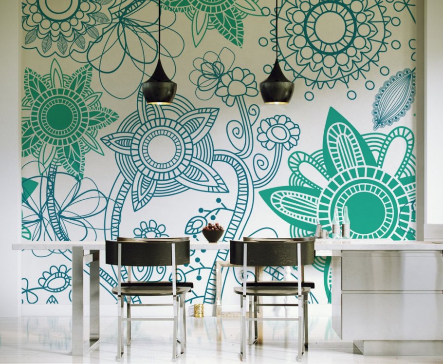 Орнамент на стене в интерьере