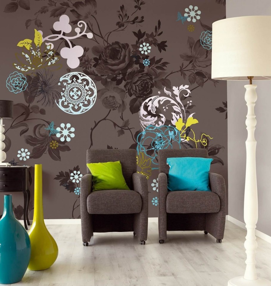 Орнамент на стене в интерьере