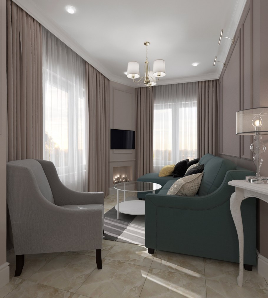 Серо бежевая гостиная