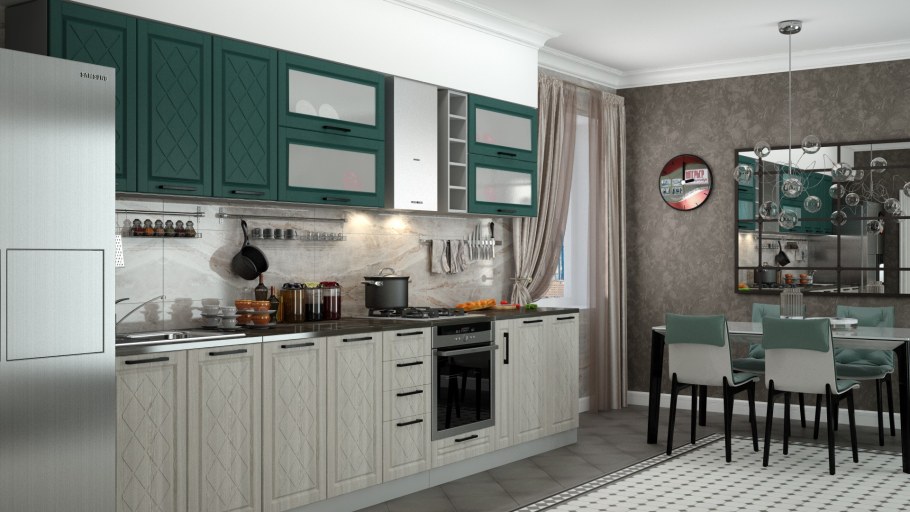 Кухня олива дуб сонома