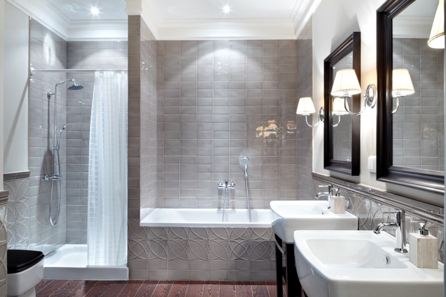 Ванная комната в светло серых тонах