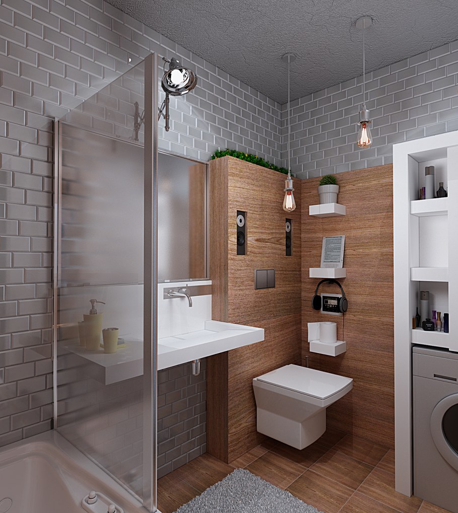 Санузел в стиле лофт 4м2