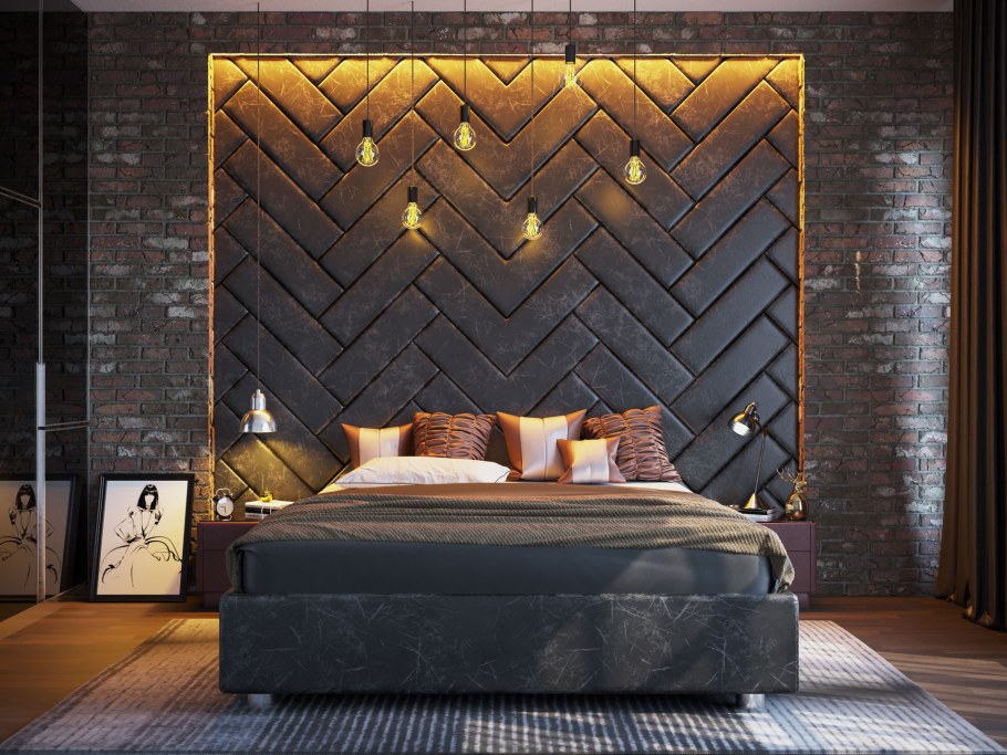 Кровать с мягкой спинкой