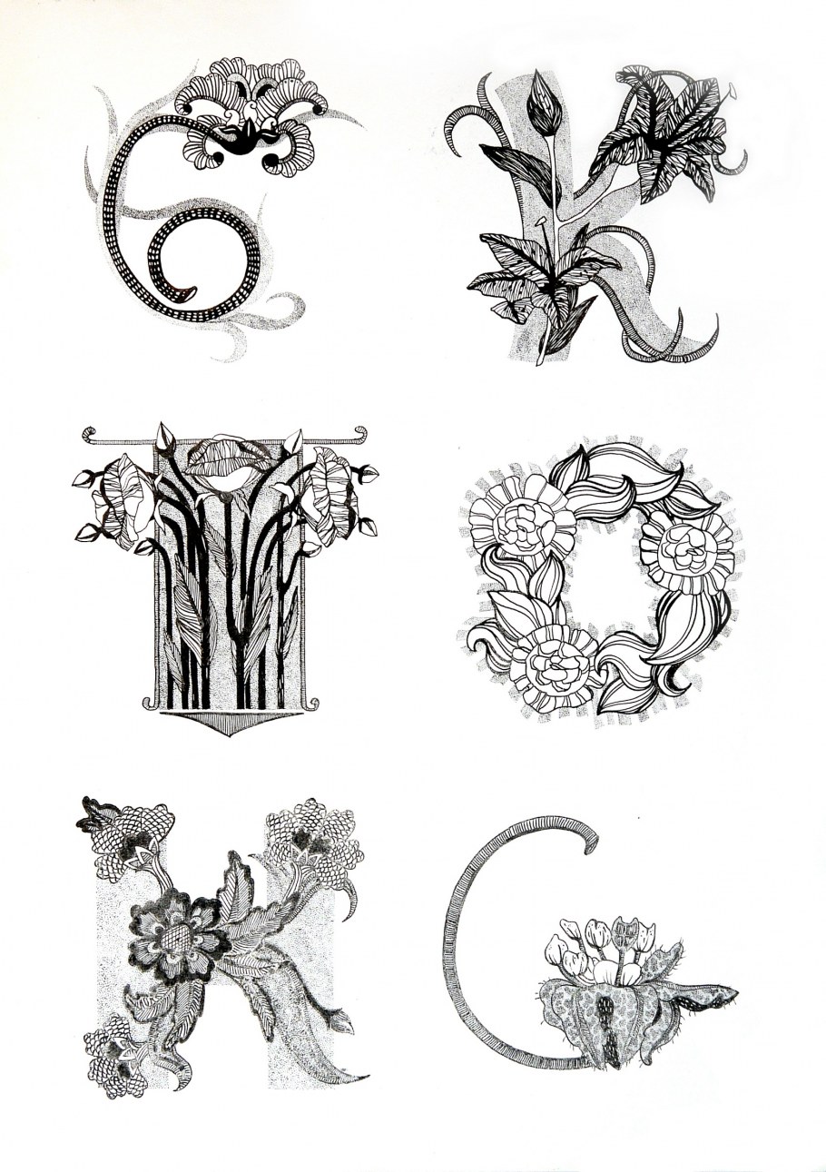 Стилизованные буквы и цветы