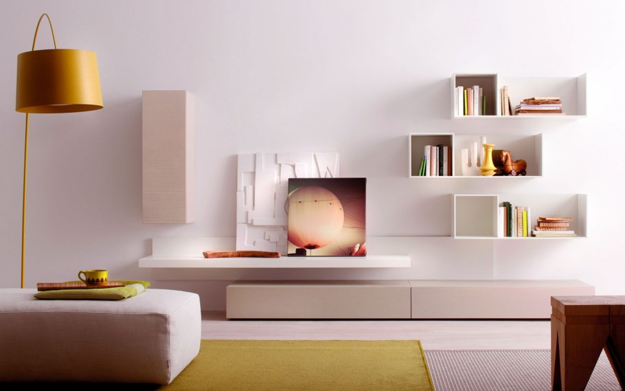 Полки в гостиную в современном стиле