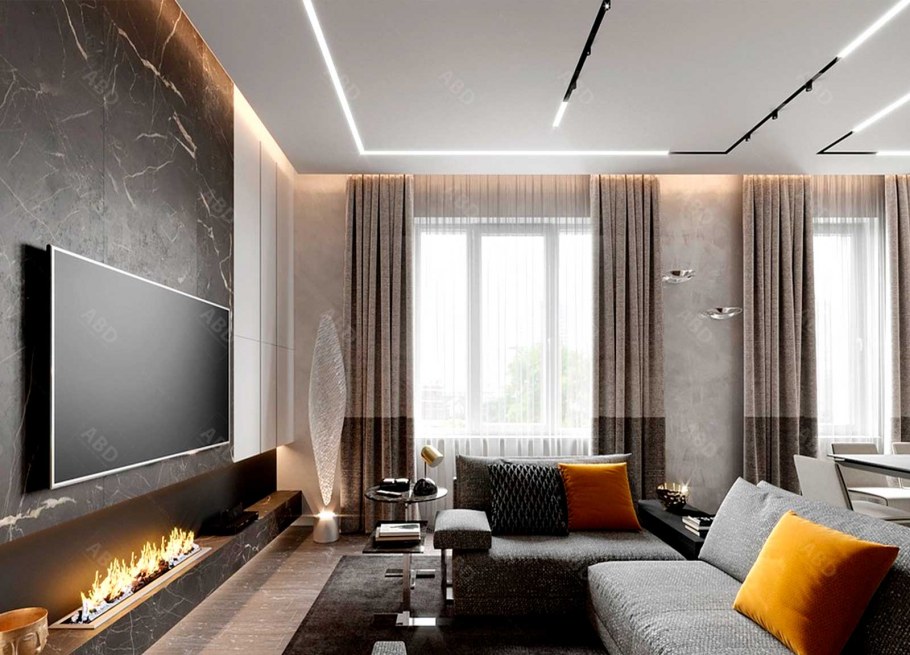 Зал 20 кв в стиле хайтек