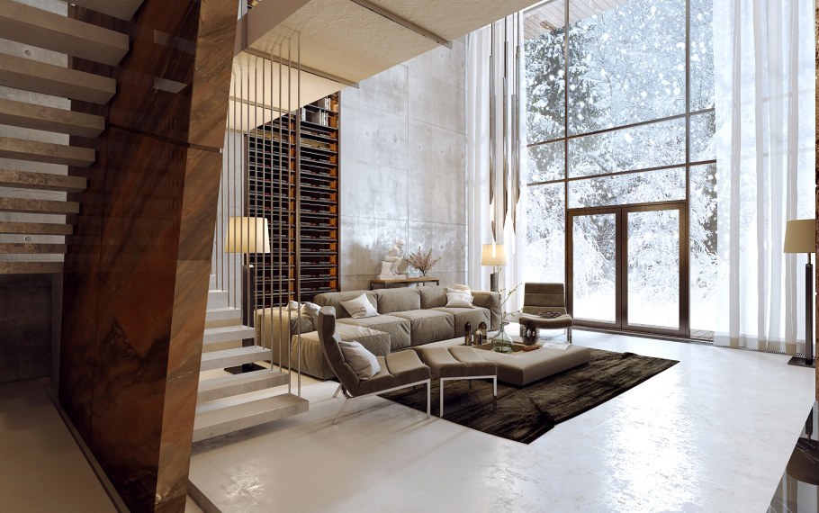 Гостиная со вторым светом в стиле Минимализм