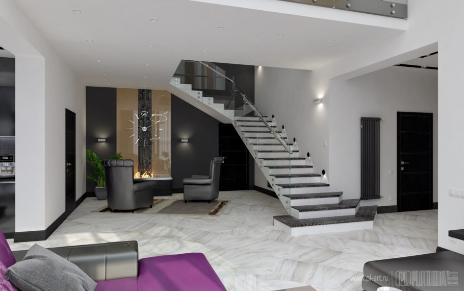 Интерьер домов с высокими потолками