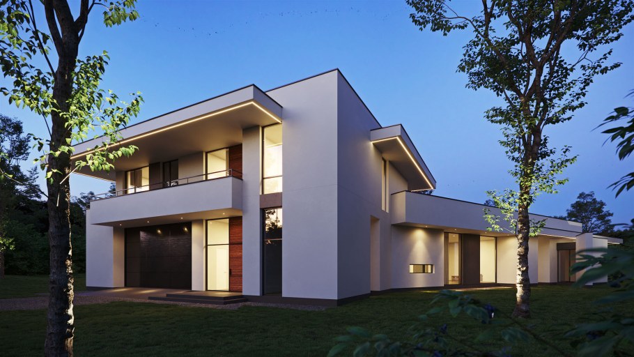 Фасады коттеджей с плоской крышей