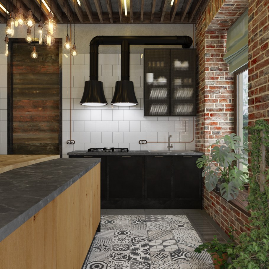 Кухня в стиле лофт архикад