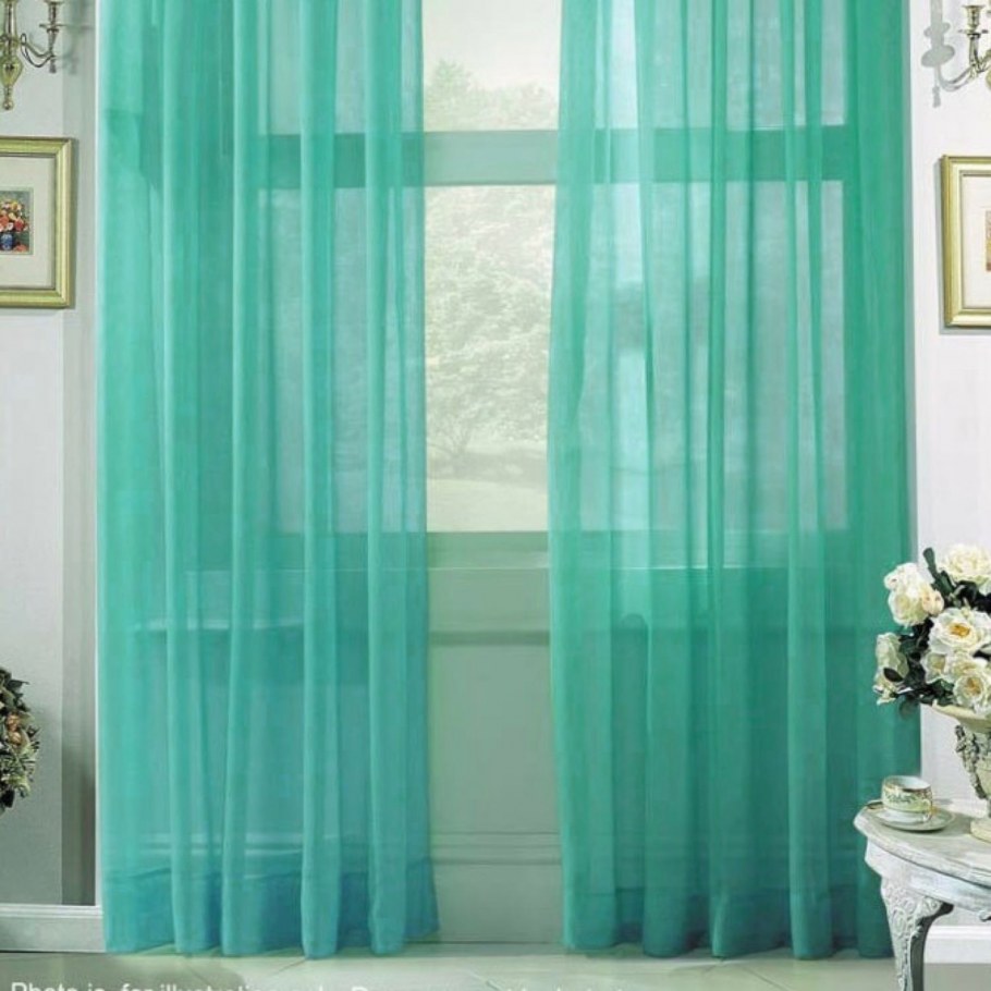 Тюль вуаль морская волна