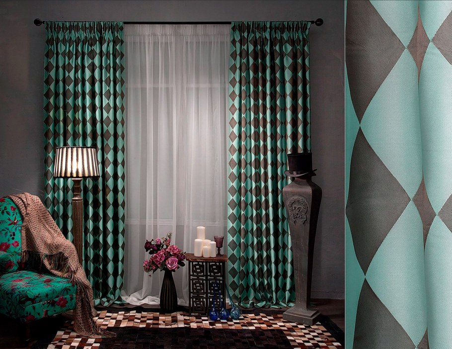 Шторы в ромбик в интерьере