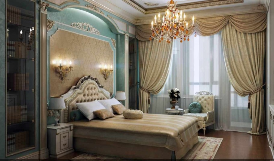 Классические шторы в спальню