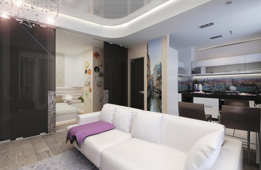 Кухня гостиная спальня