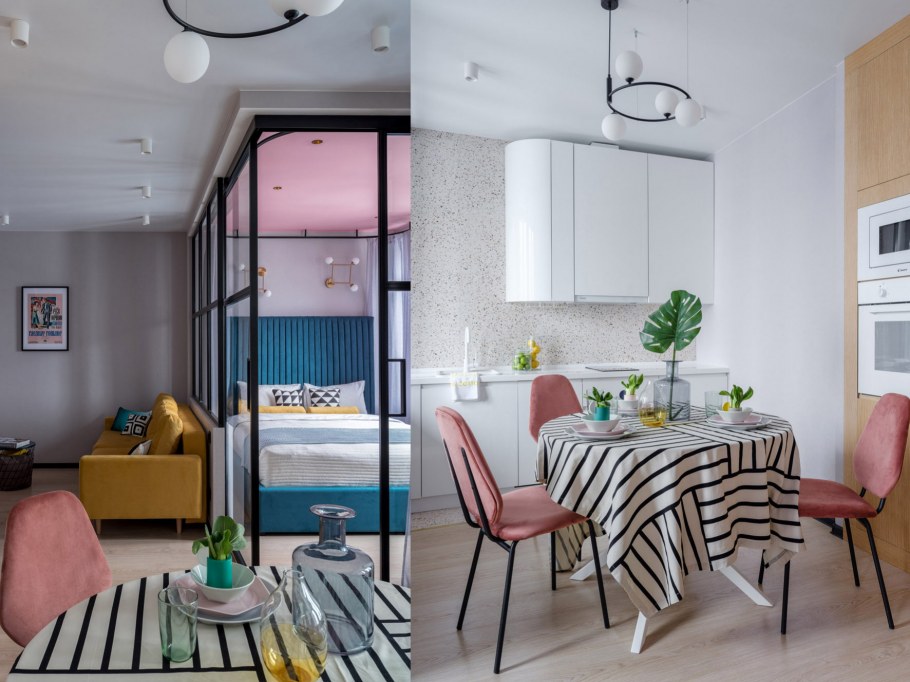 Интерьер спальня совмещенная с кухней