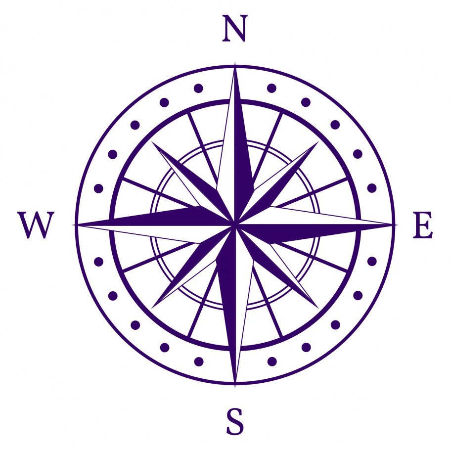 Роза ветров на фоне земли