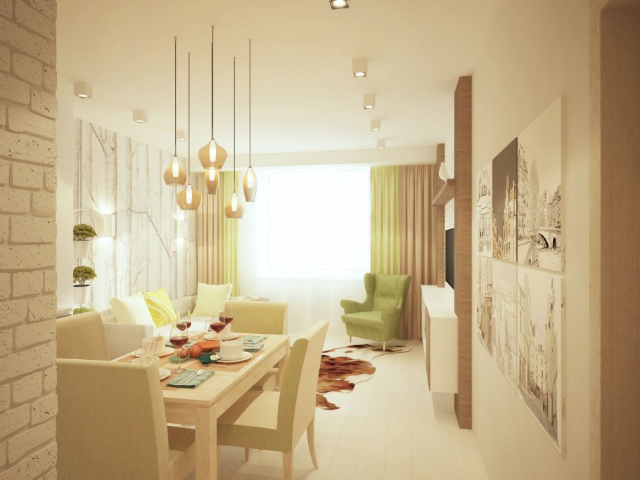 Зонирование гостиной и обеденной зоны