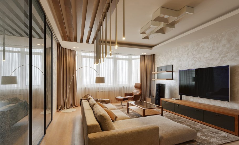 Современный интерьер в теплых тонах