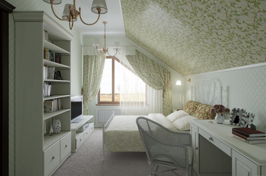 Обои в мелкий цветочек для спальни