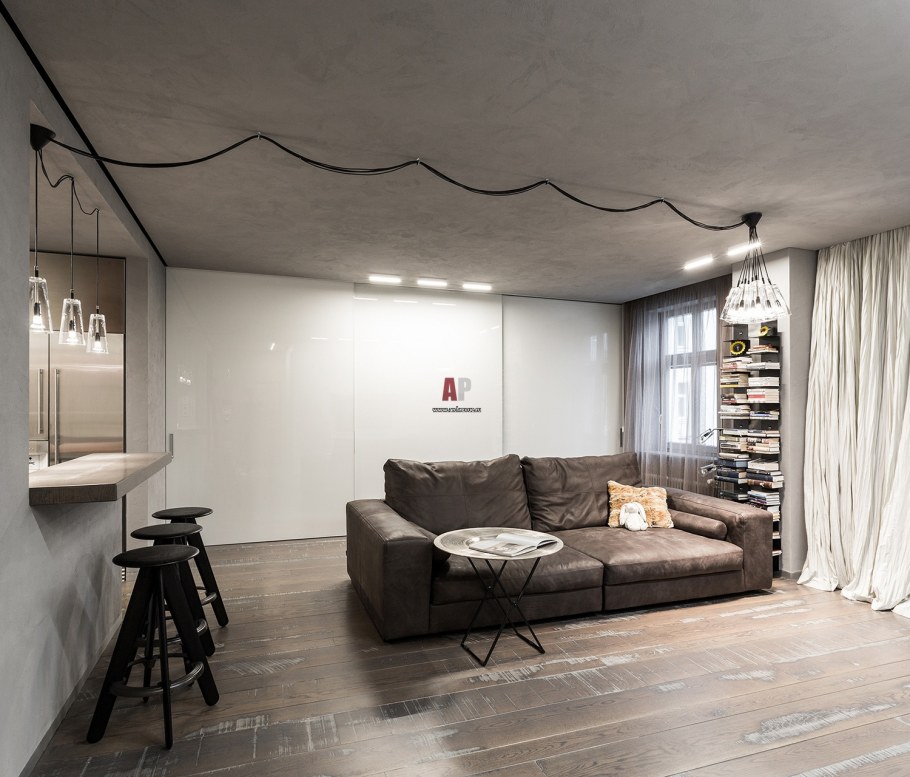 Бетонный потолок в стиле лофт