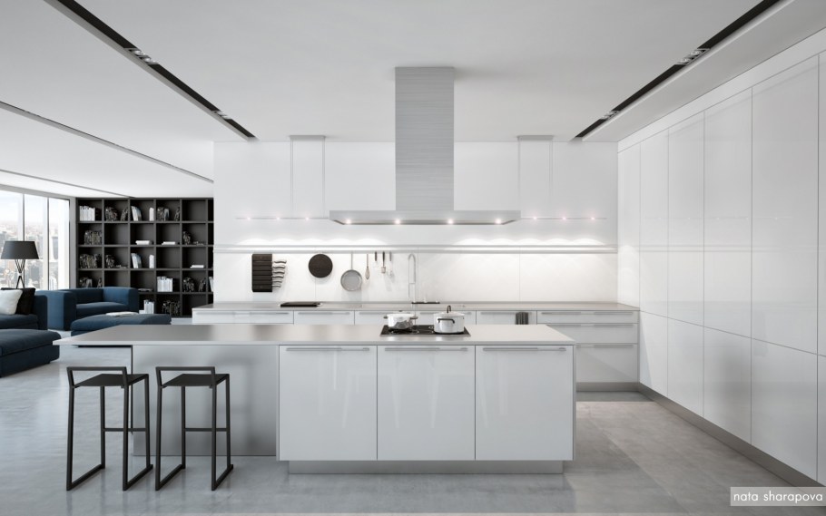 Черно белая кухня