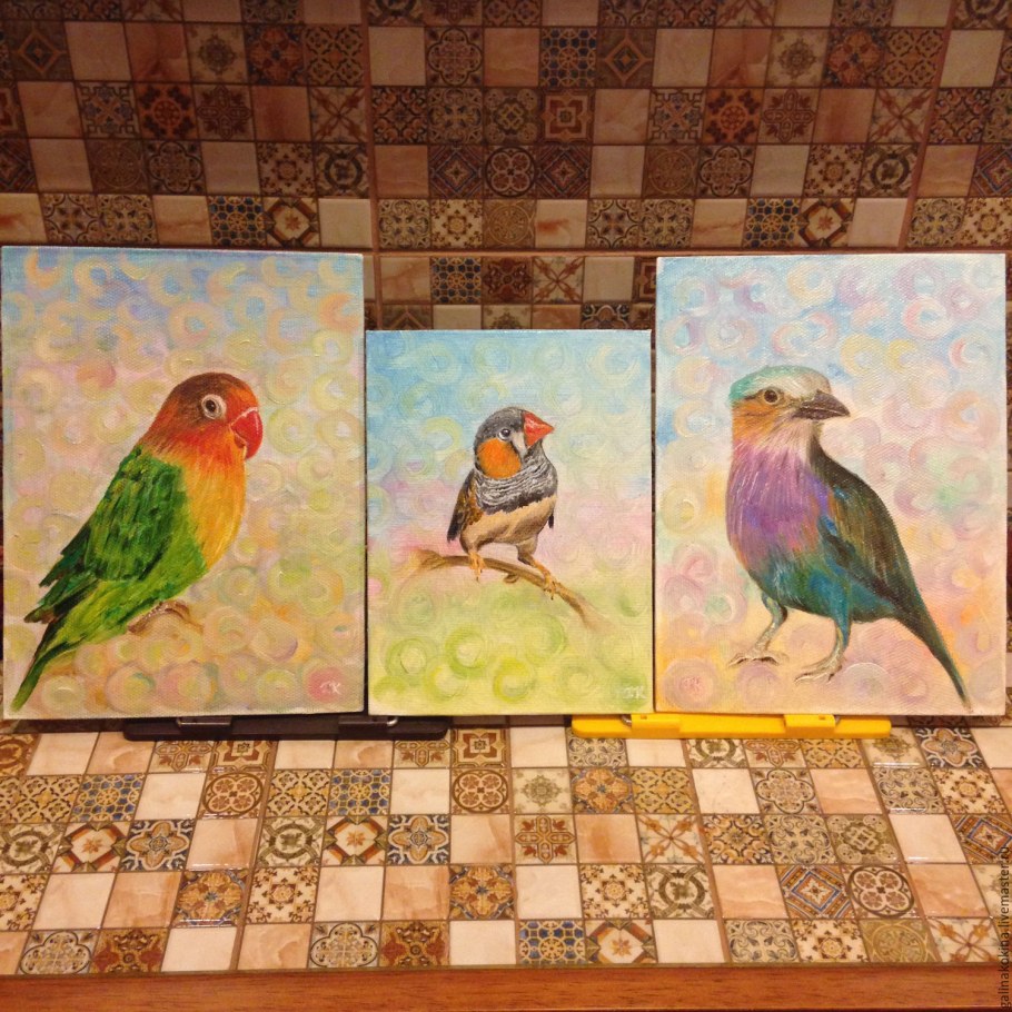 Попугаи неразлучники картина