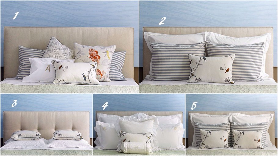 Расположение декоративных подушек на кровати