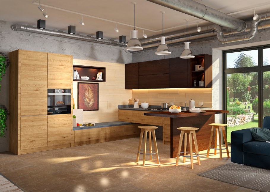 Кухонные полки в стиле лофт