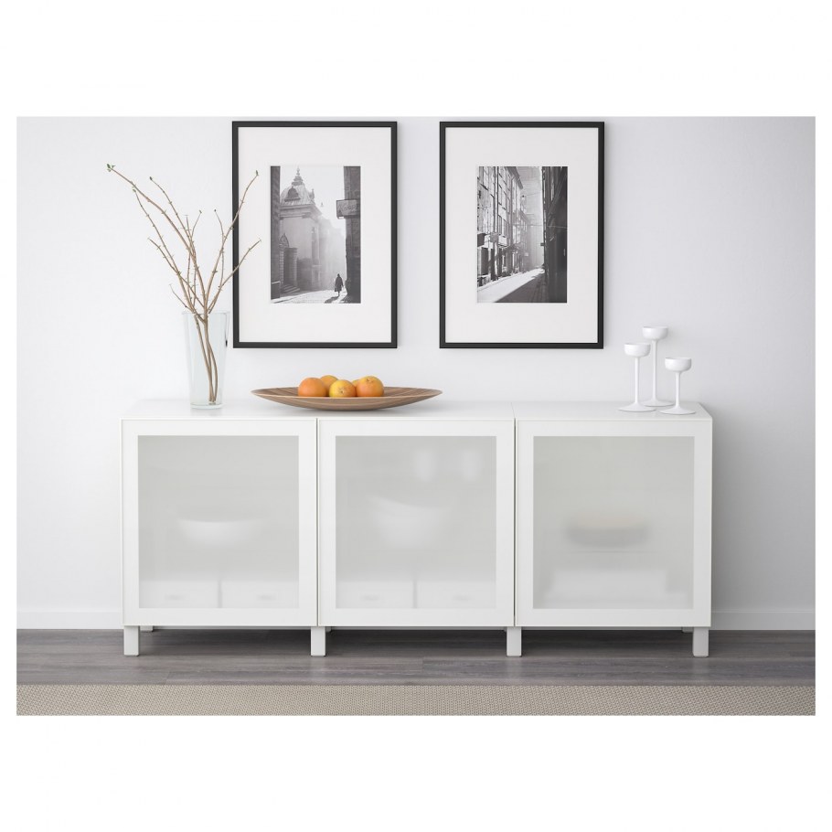 БЕСТО комб для хран с дверц/ящ, Лаппвикен белый120x40x74 см