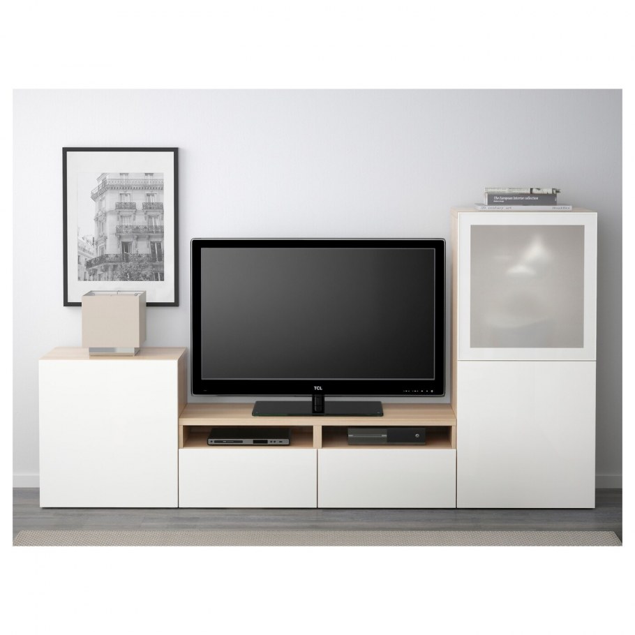 Шкаф для ТВ БЕСТО ikea беленый дуб