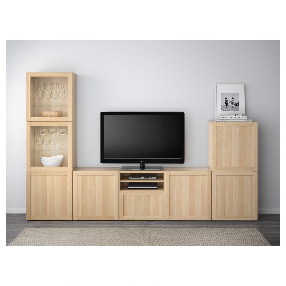 Шкаф для ТВ БЕСТО ikea беленый дуб