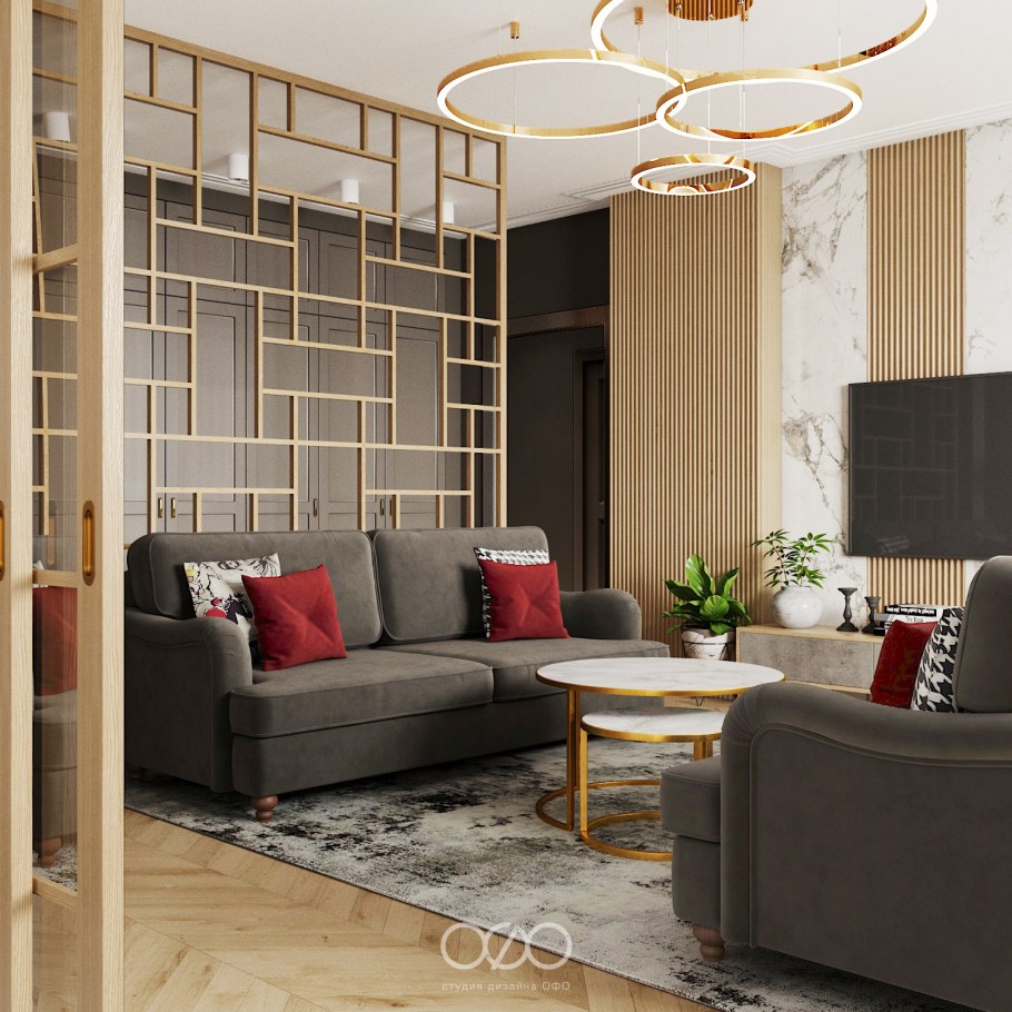 Гостиная в хрущевке в современном стиле