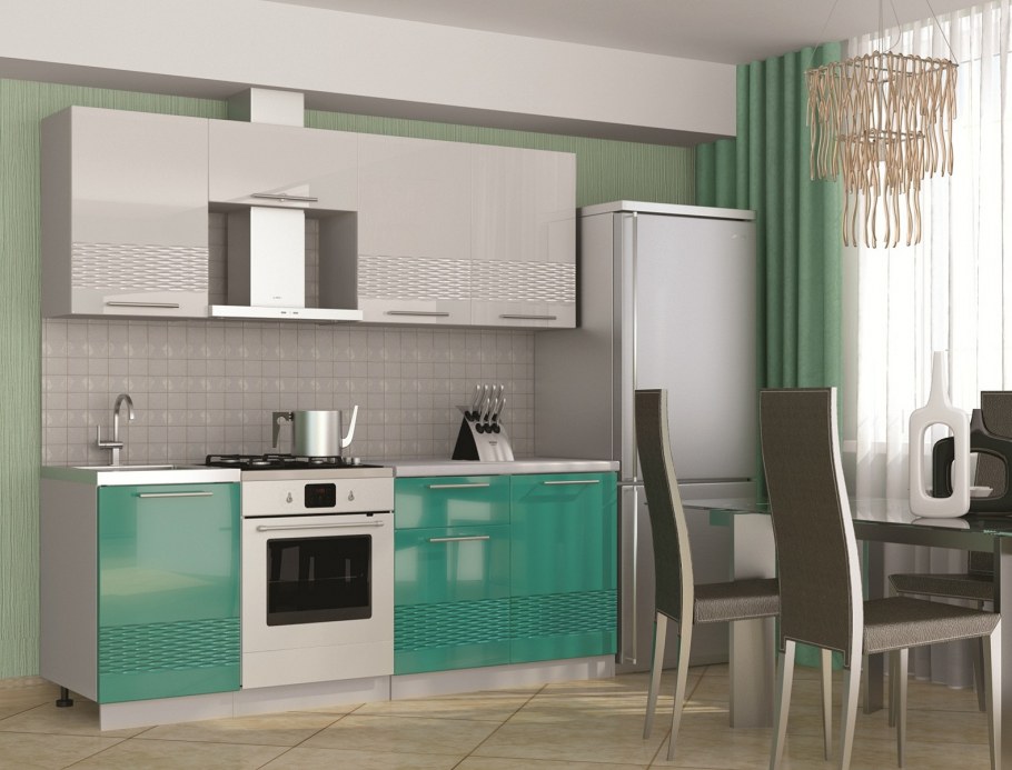 Кухня Техно 2,0м (бирюза металлик) миф