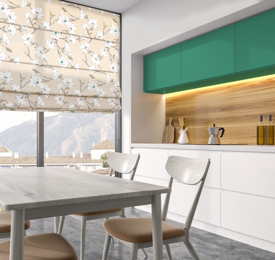 Римская штора макси "Fiona", бирюза, бежевый (agua) 65 (DF-200410-gr)