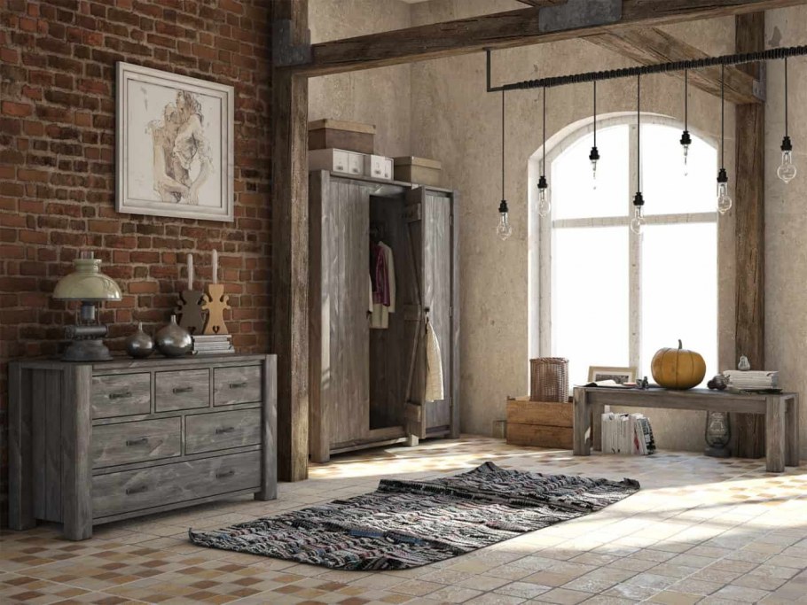 Витрина для гостиной в рустикальном стиле