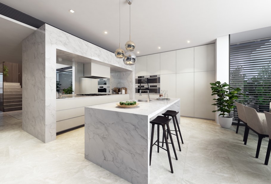 Кухня с мрамором Волокас