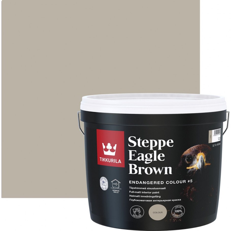 Краска интерьерная Tikkurila endangered Colour Сайменская Нерпа, цвет серый 2.7 л