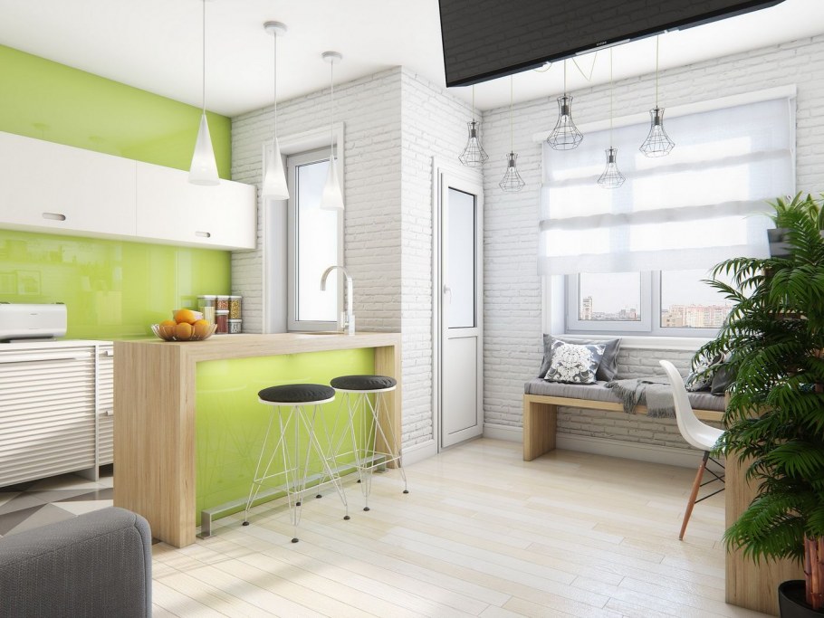 Красивая столовая в светлых тонах