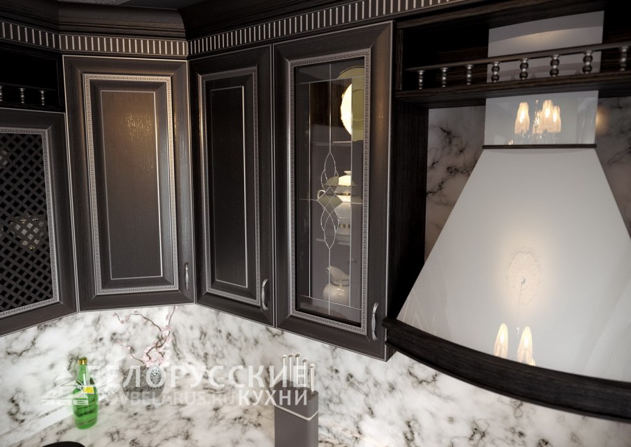 Белая кухня Неоклассика патина серебро