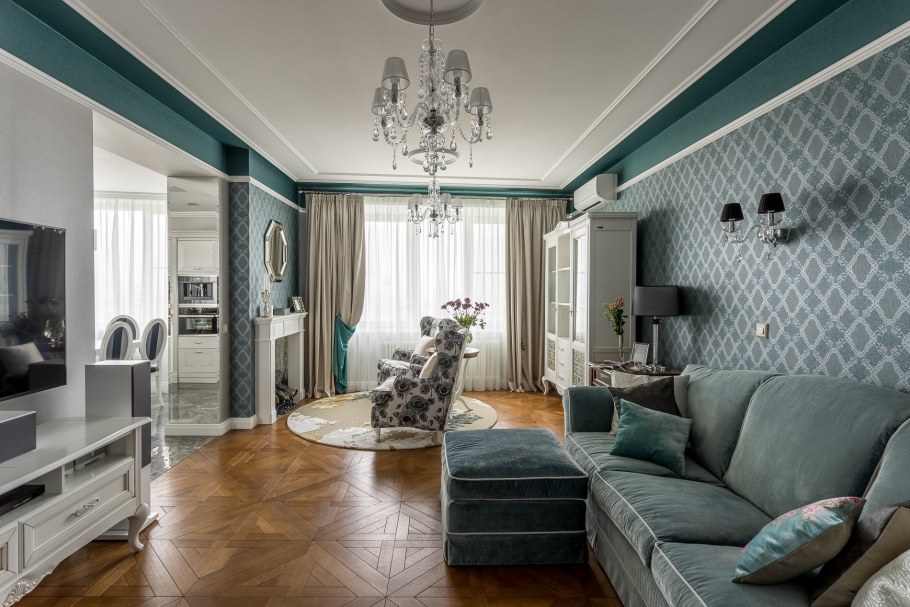 Гостиная голубая Неоклассика