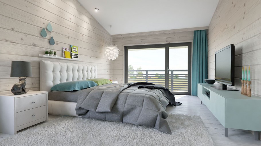 Имитация бруса в спальне