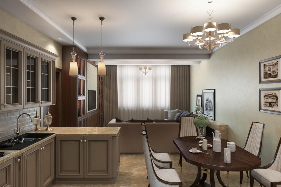 Неоклассика гостиная 20кв