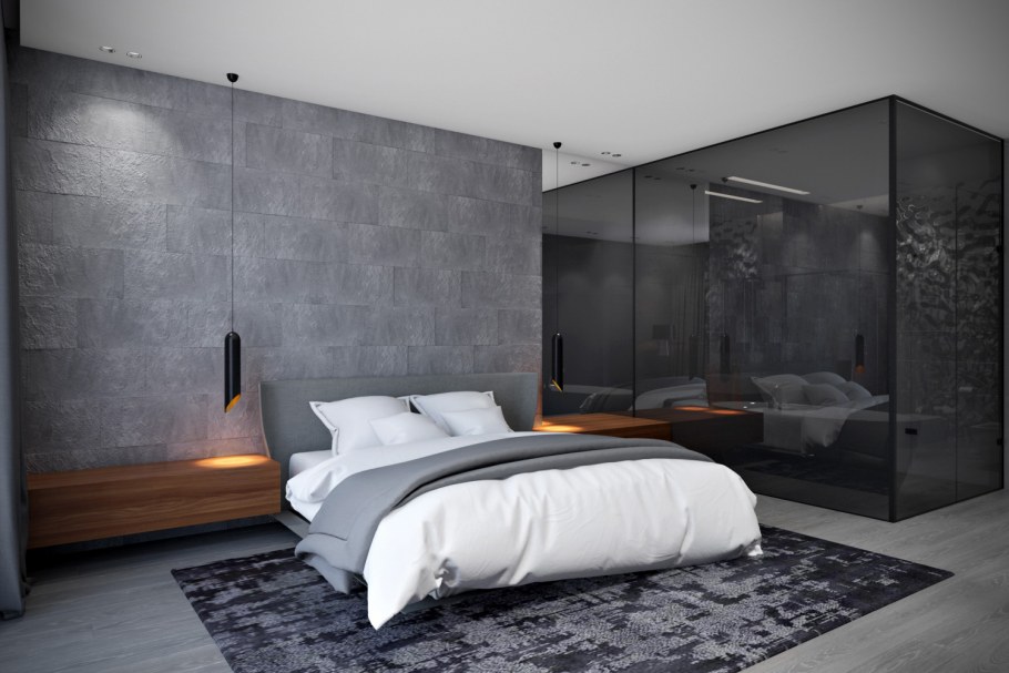 Небольшая спальня хайтек