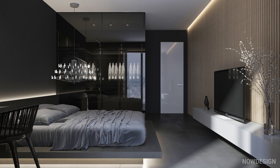 Спальня в стиле Минимализм в темных тонах