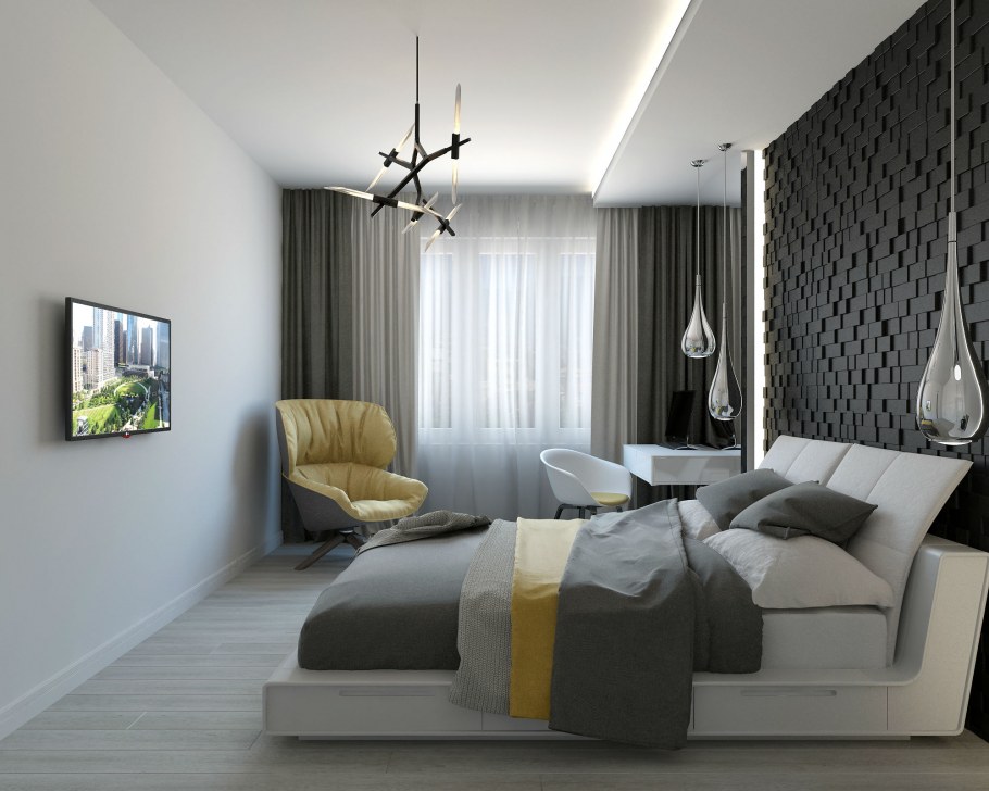 Серая спальня Минимализм