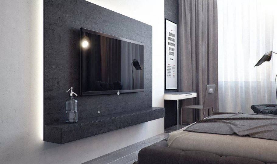 Телевизор на черной стене