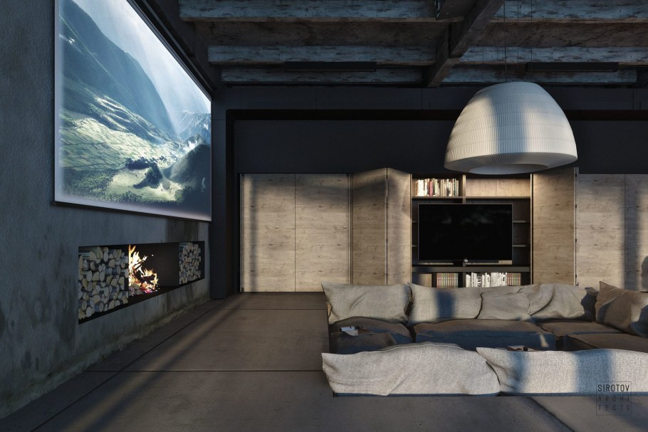 Камин в стиле брутализм