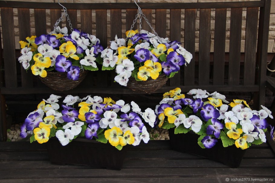 Искусственные цветы Анютины глазки