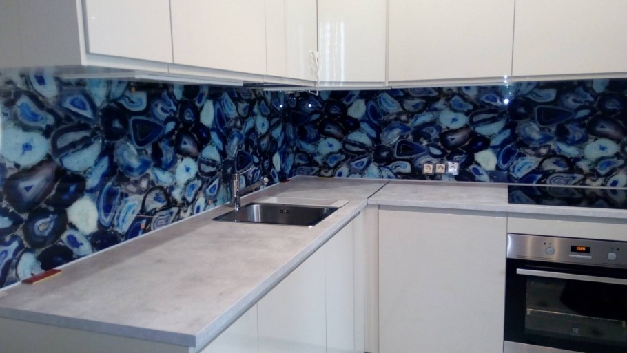 Фартук синий мрамор